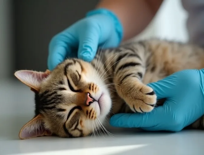 Specialist carefully handling a deceased cat with dignity in Balaclava